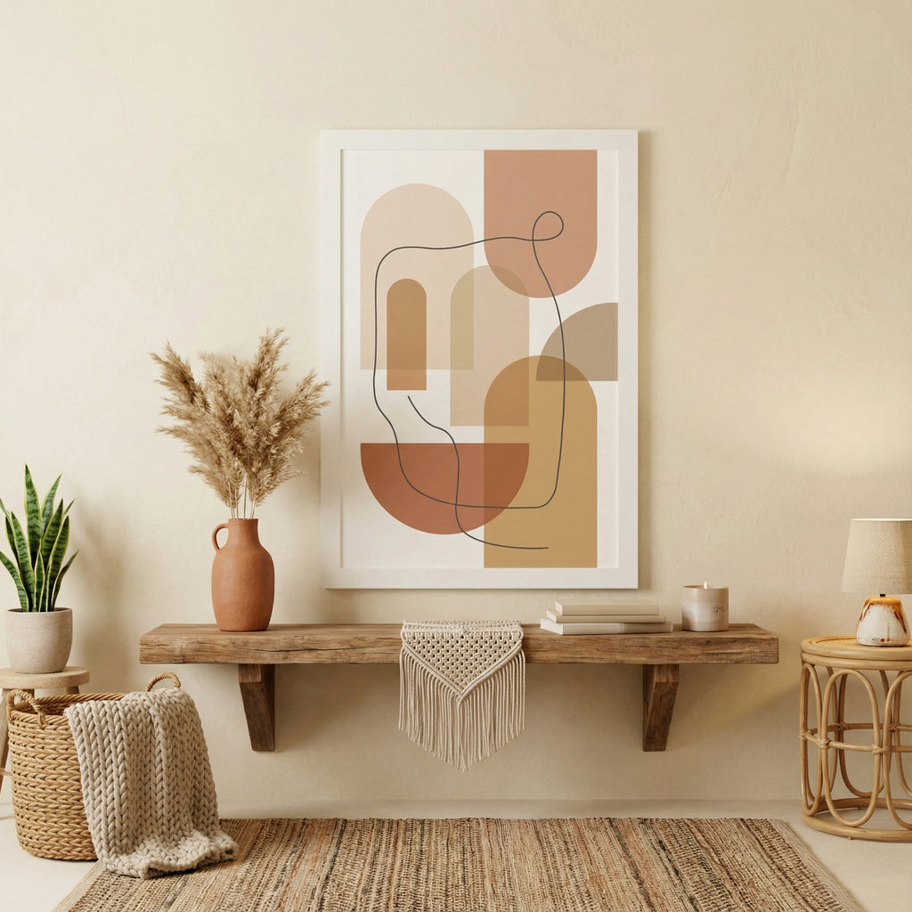 Warm Shapes in Motion — Minimalist Abstract Line Art