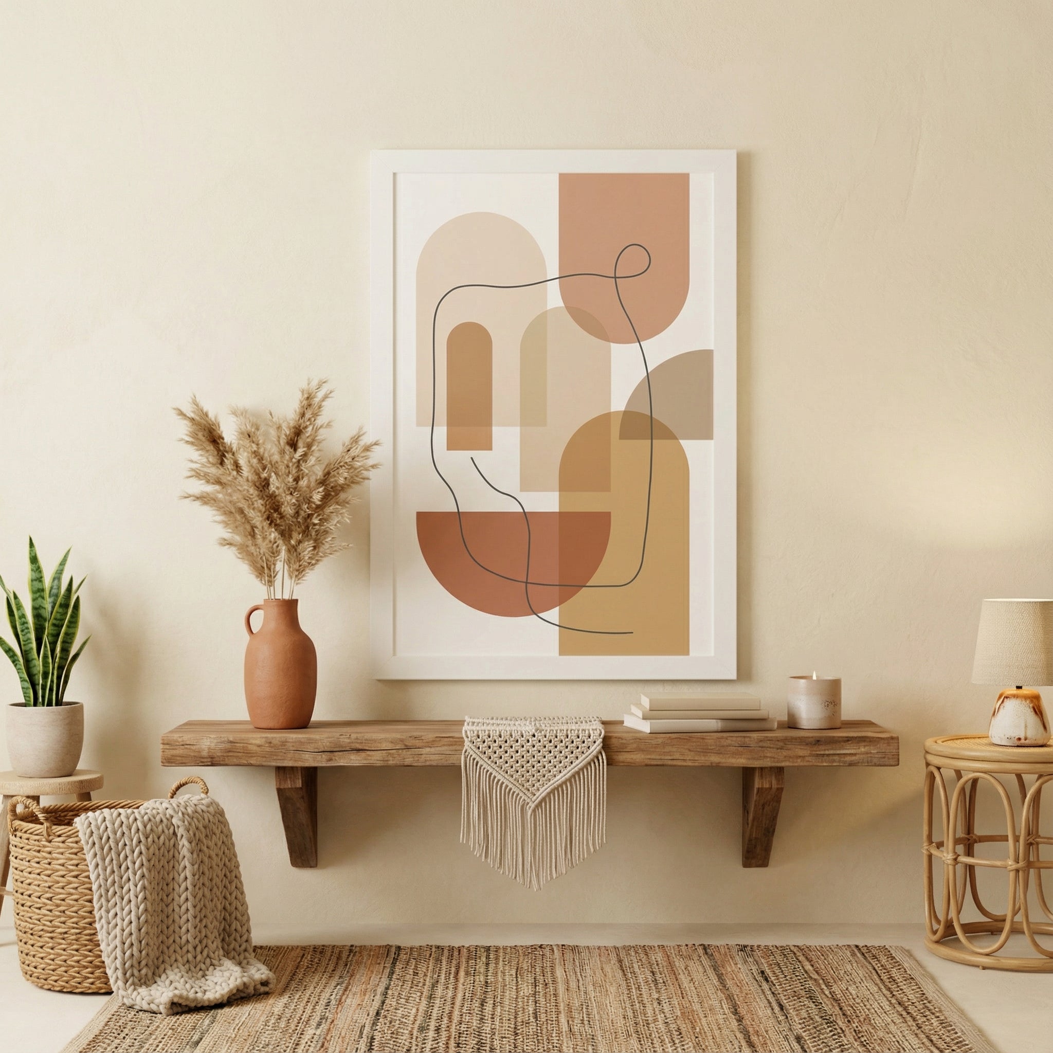 Warm Shapes in Motion — Minimalist Abstract Line Art