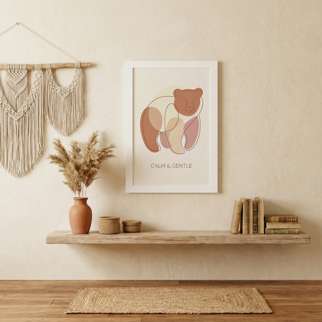 Calm & Gentle Bear — Minimalist Wild Line Art