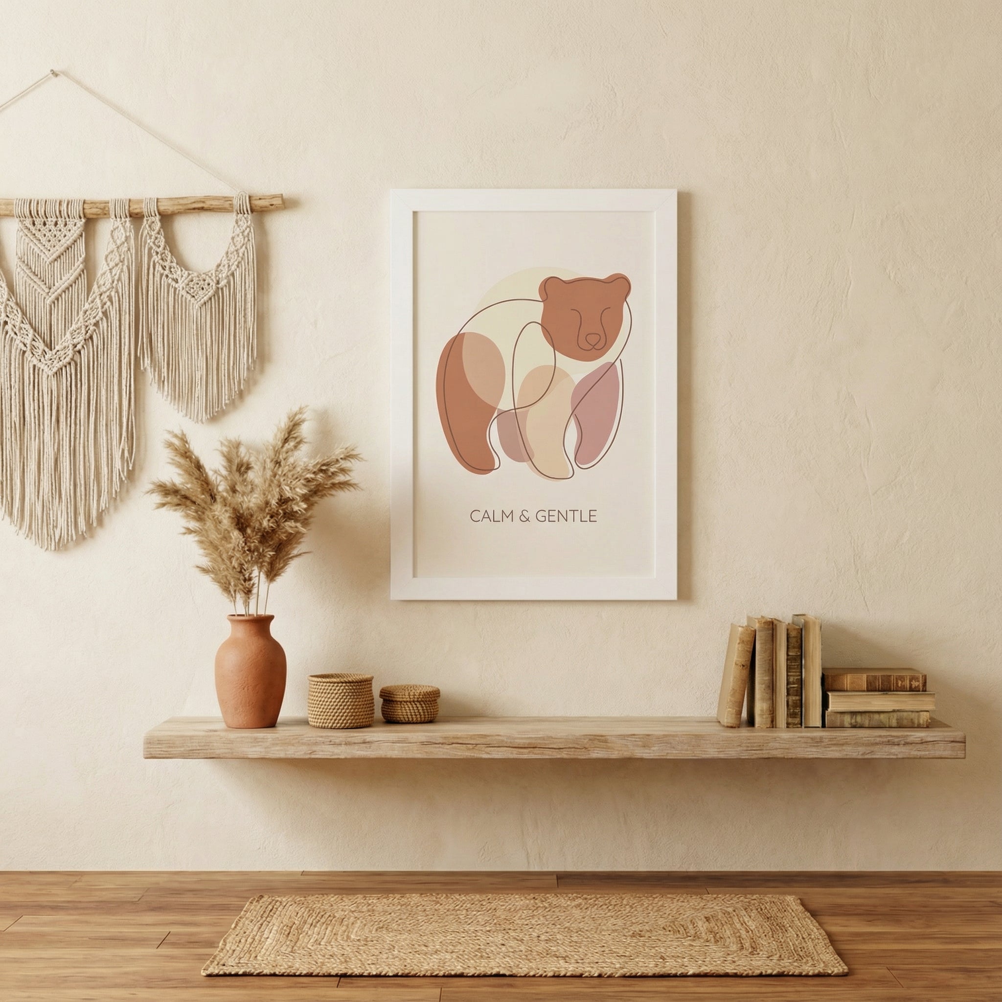 Calm & Gentle Bear — Minimalist Wild Line Art