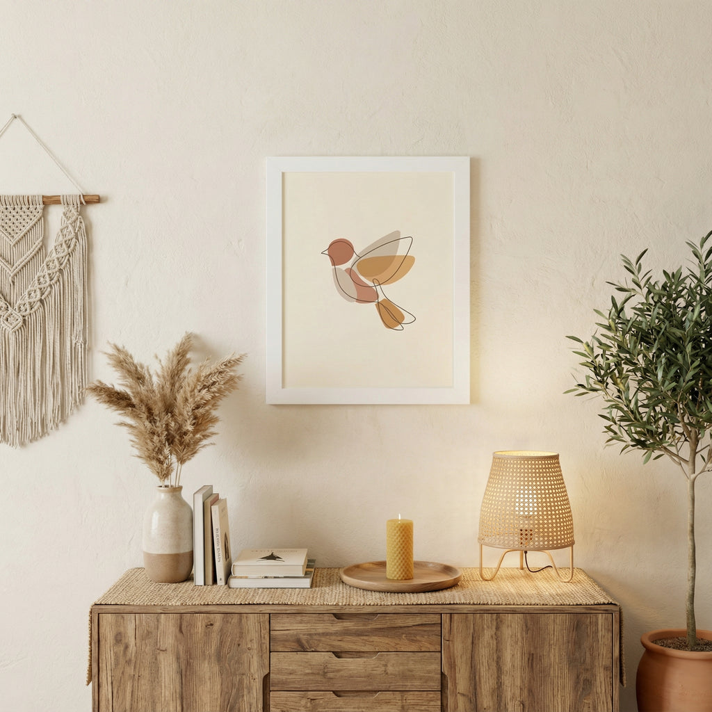 Soft Flight Harmony — Wild & Minimal Boho Line Art