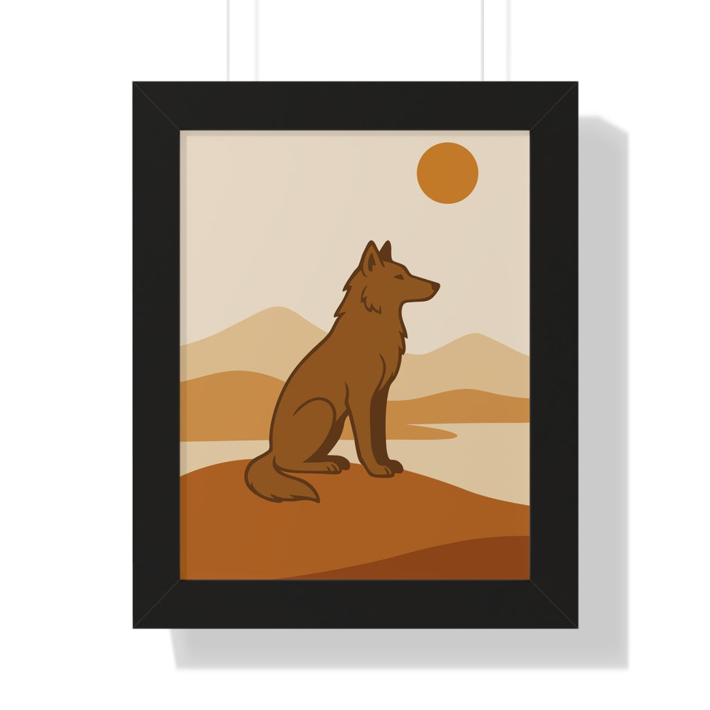 Minimalist Wolf in Desert Tones — Boho Scandinavian Wall Art