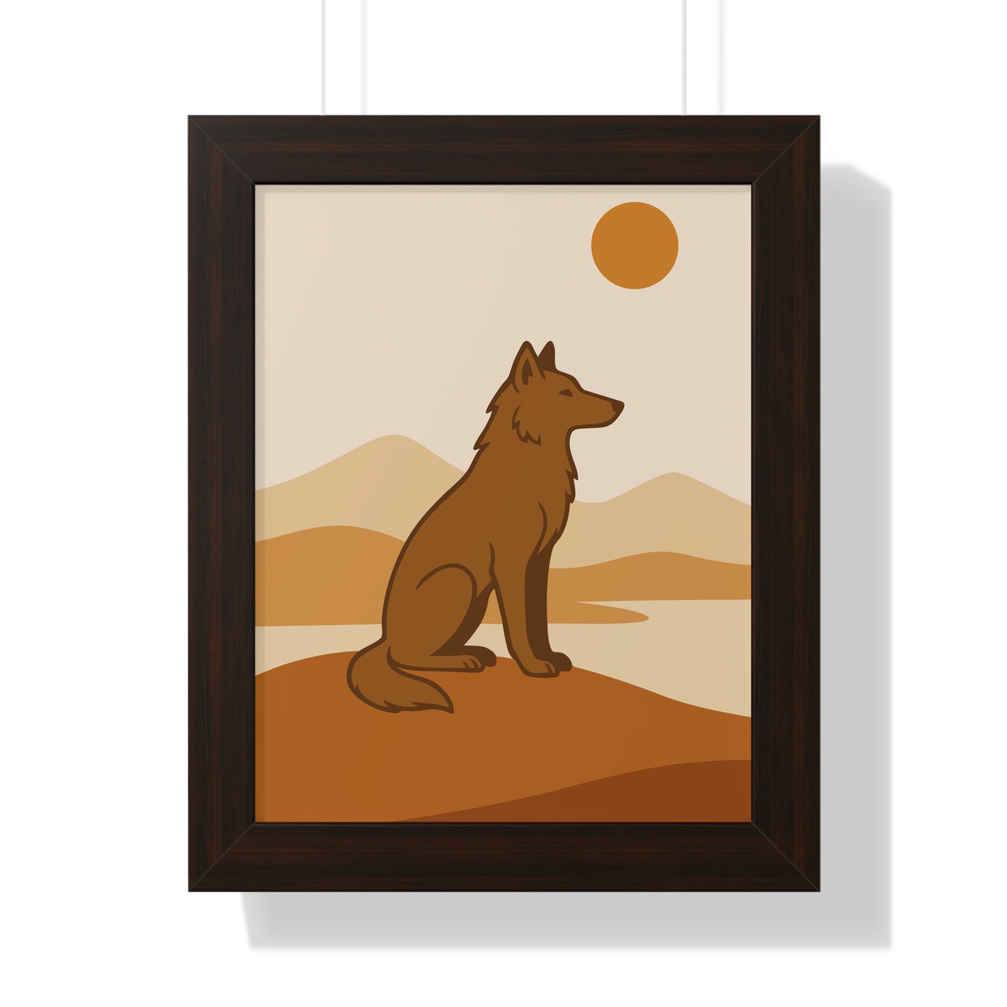 Minimalist Wolf in Desert Tones — Boho Scandinavian Wall Art