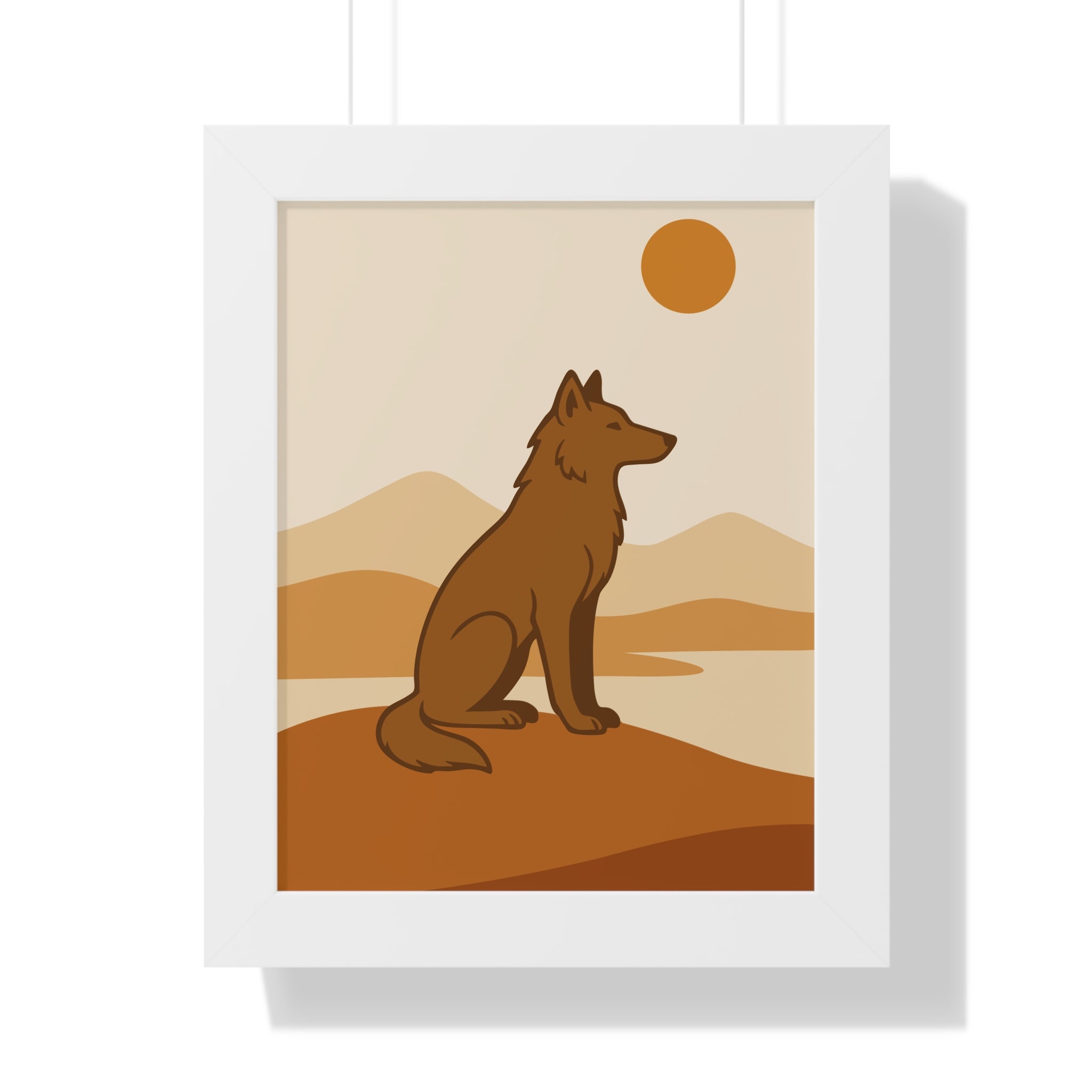 Minimalist Wolf in Desert Tones — Boho Scandinavian Wall Art