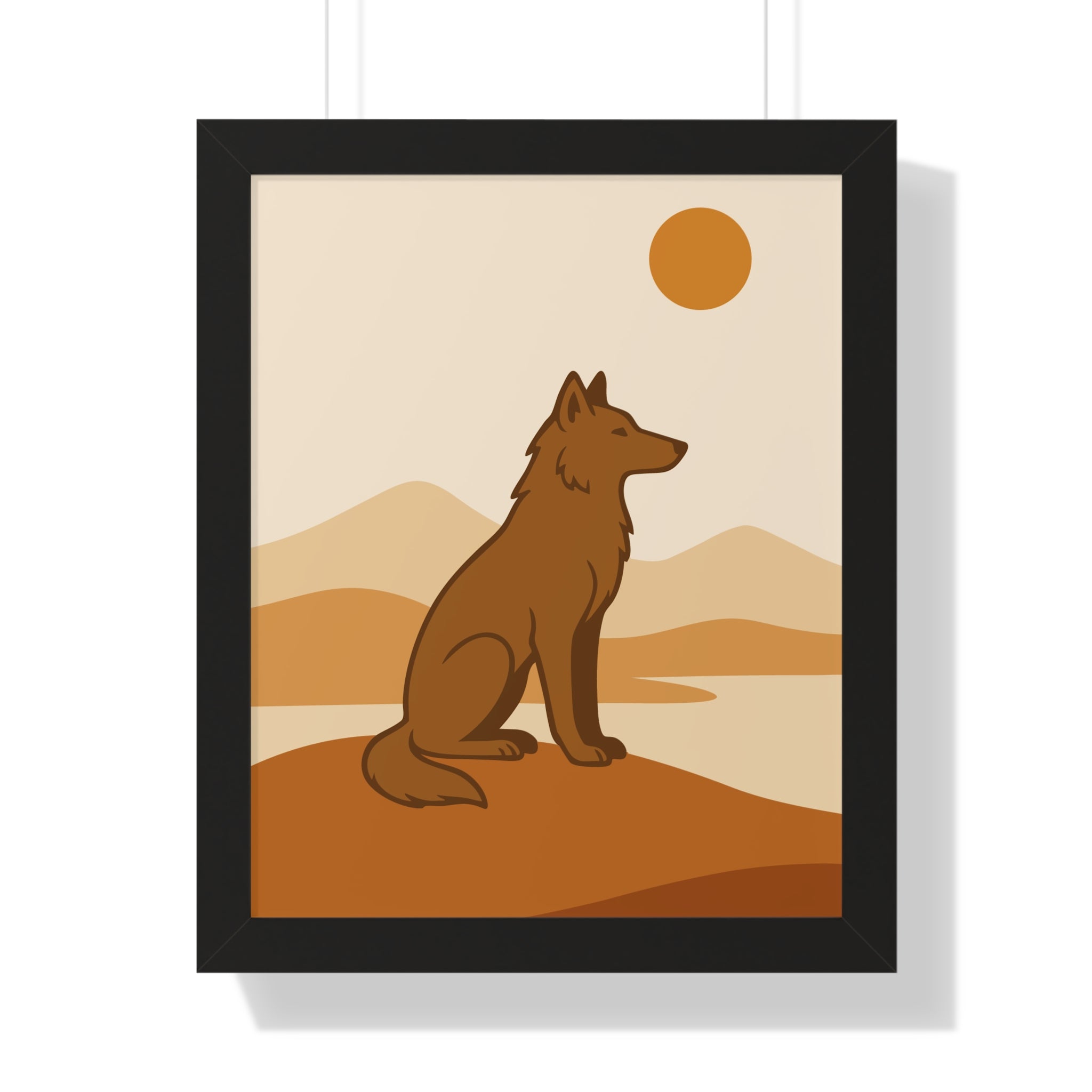 Minimalist Wolf in Desert Tones — Boho Scandinavian Wall Art