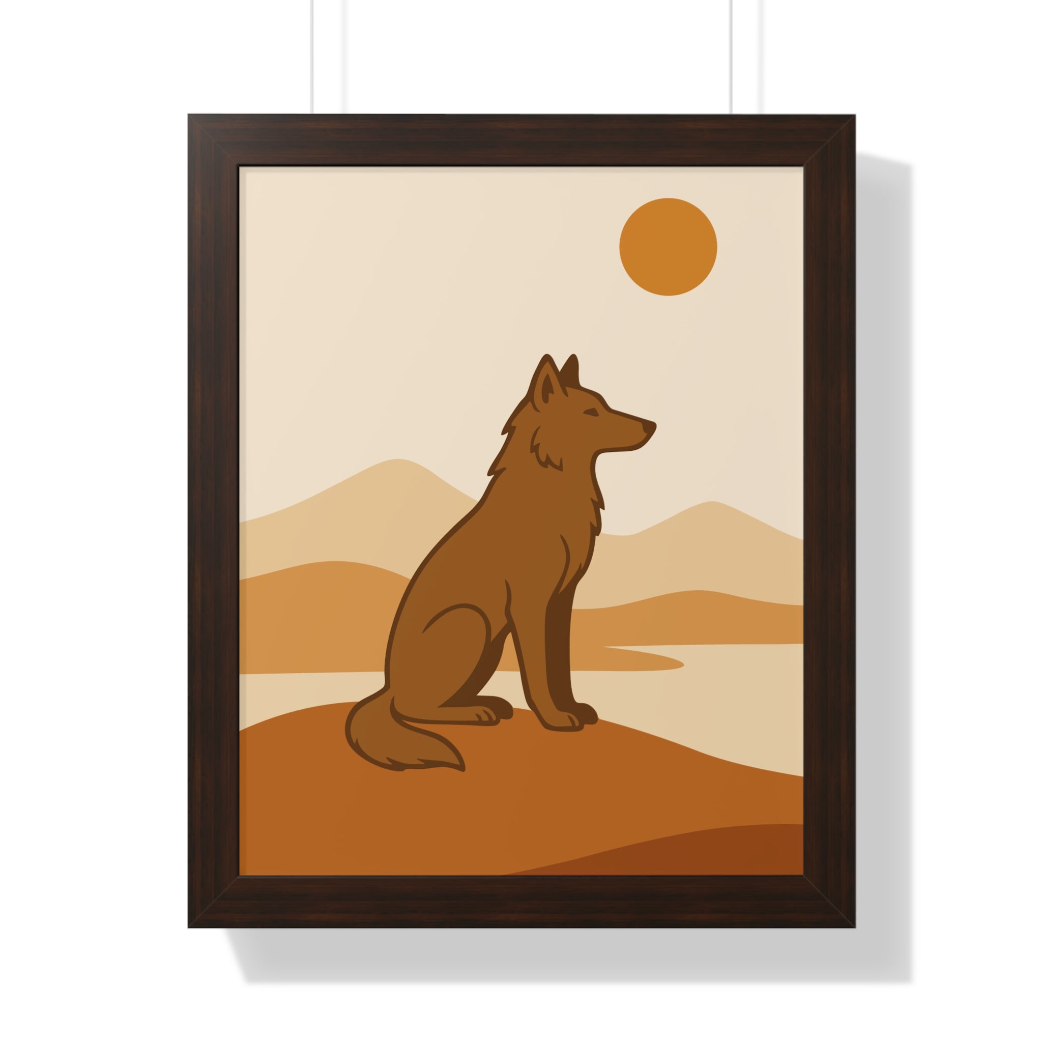 Minimalist Wolf in Desert Tones — Boho Scandinavian Wall Art