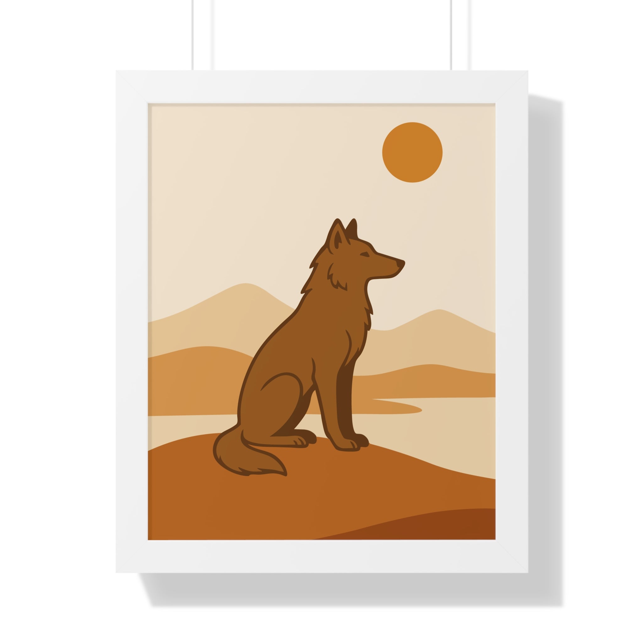 Minimalist Wolf in Desert Tones — Boho Scandinavian Wall Art