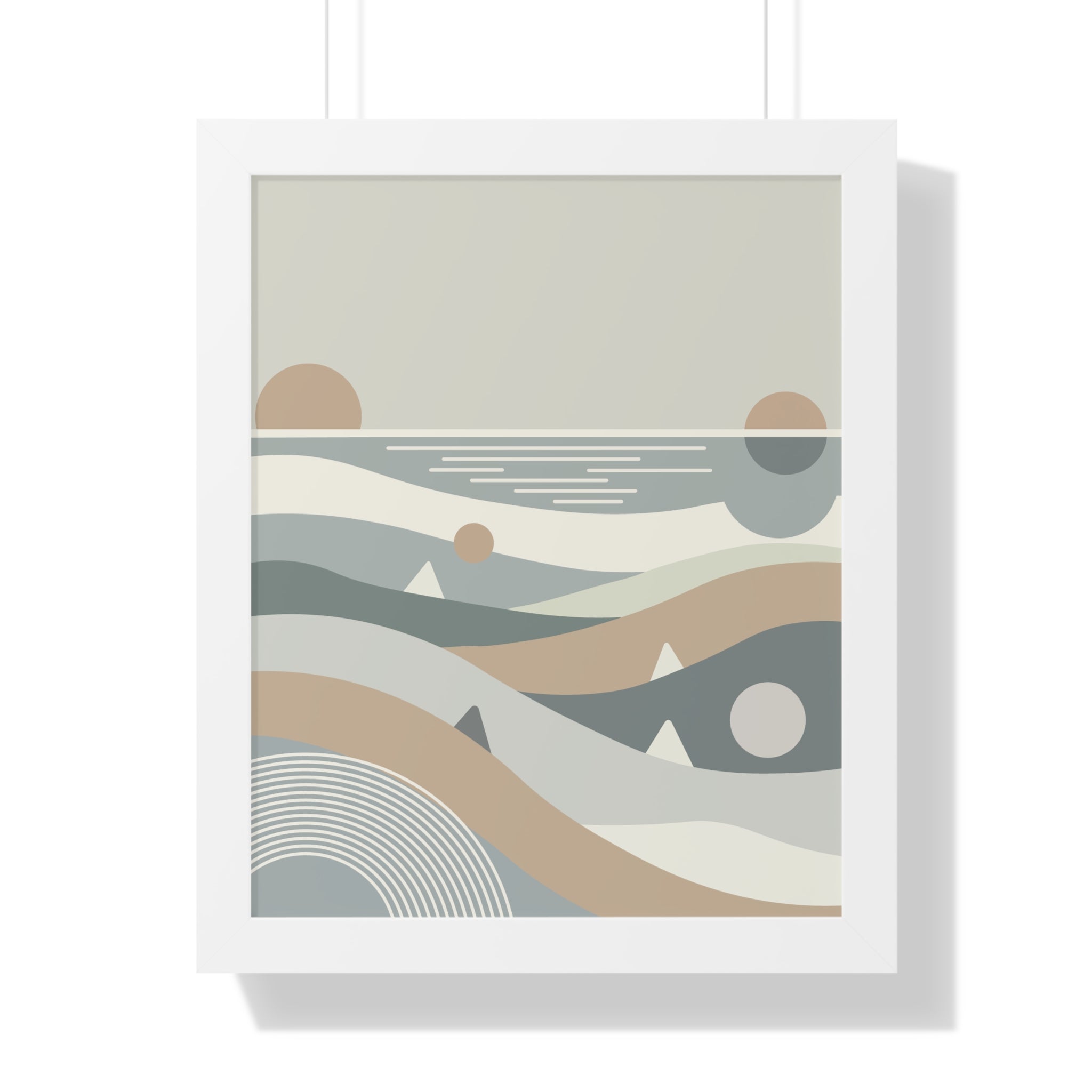 Minimalist Coastal Landscape — Scandinavian Boho Ocean Art