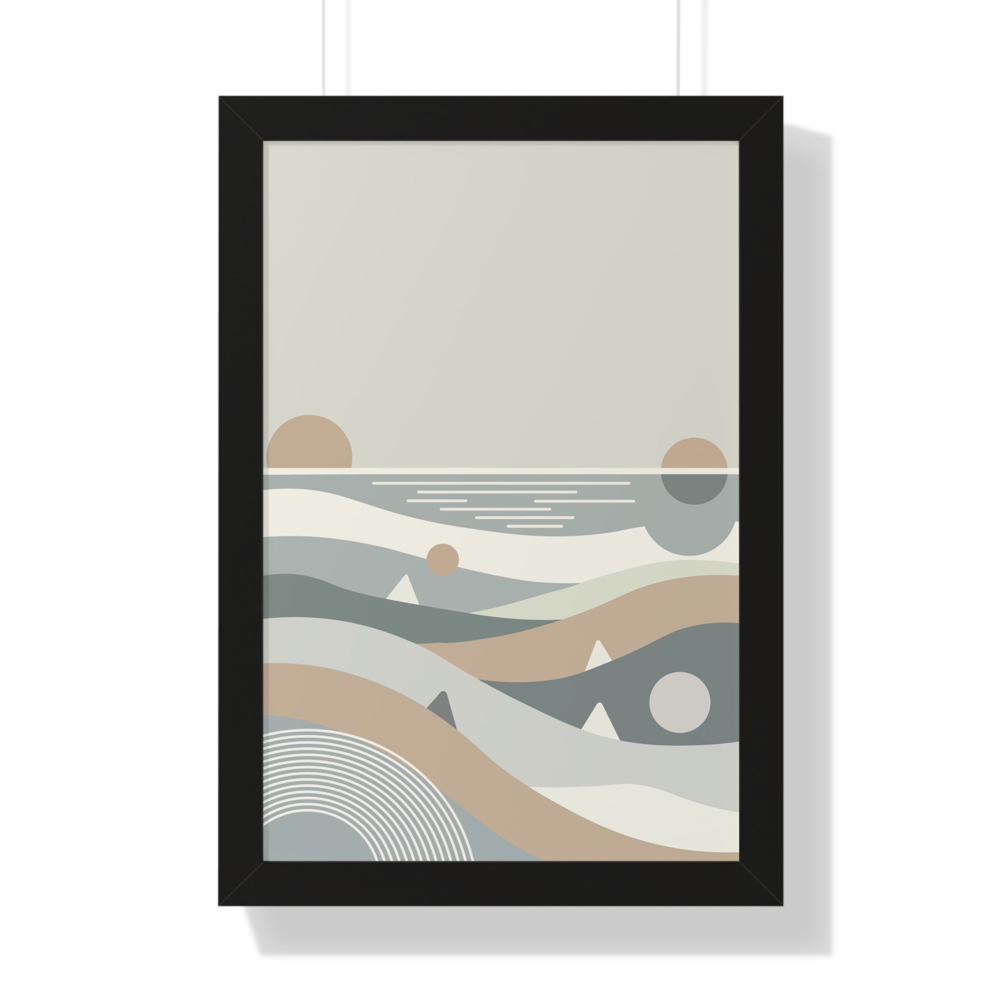 Minimalist Coastal Landscape — Scandinavian Boho Ocean Art