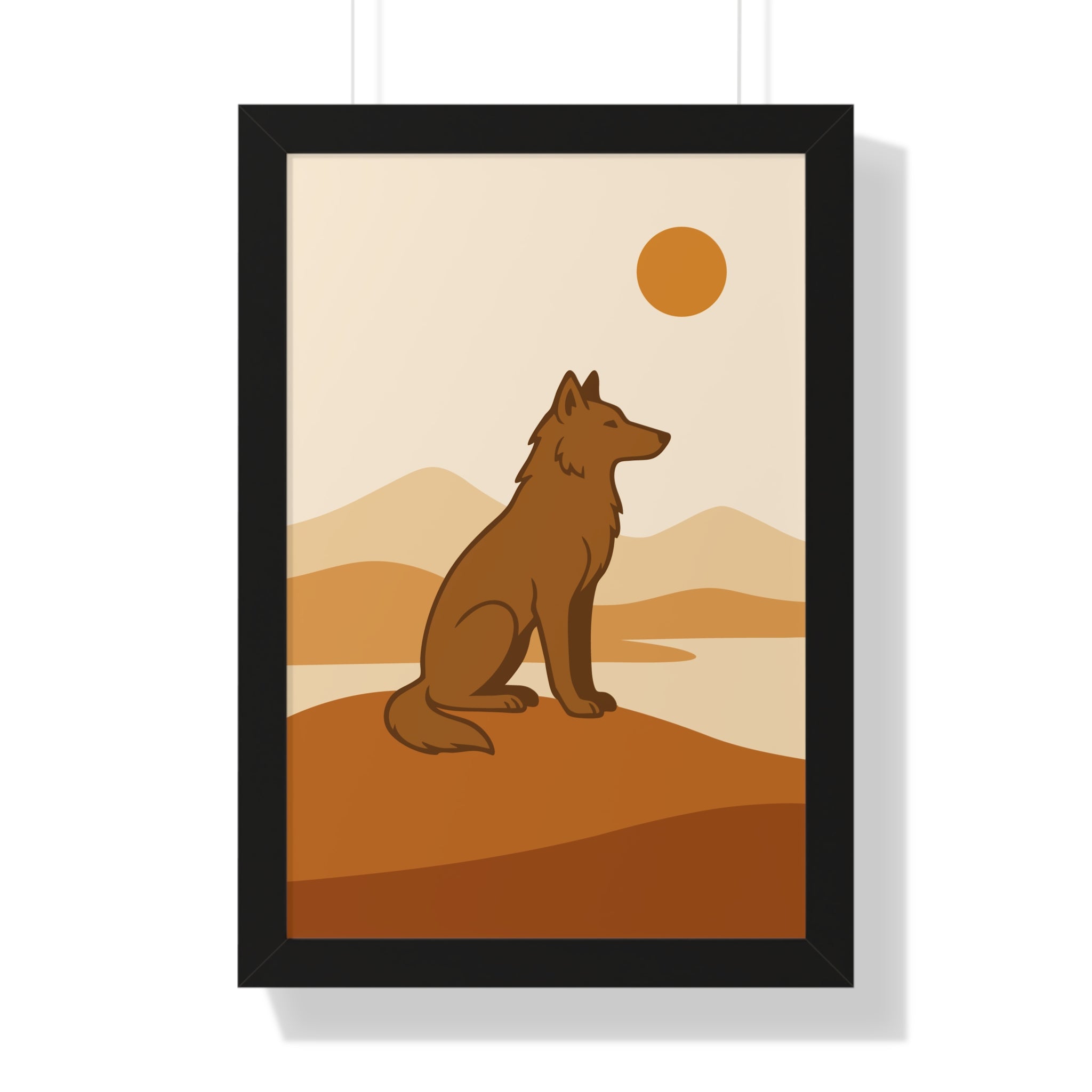 Minimalist Wolf in Desert Tones — Boho Scandinavian Wall Art