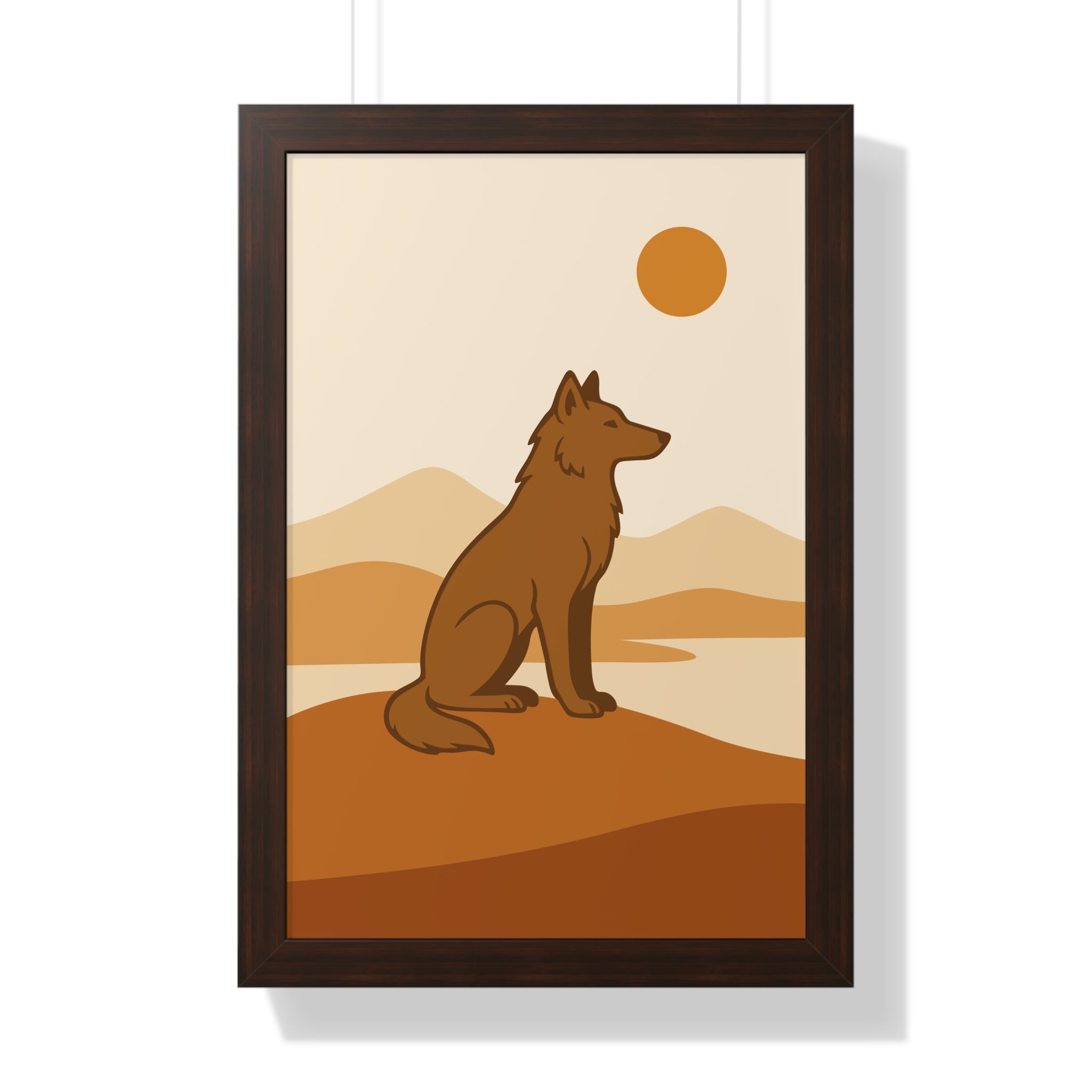 Minimalist Wolf in Desert Tones — Boho Scandinavian Wall Art