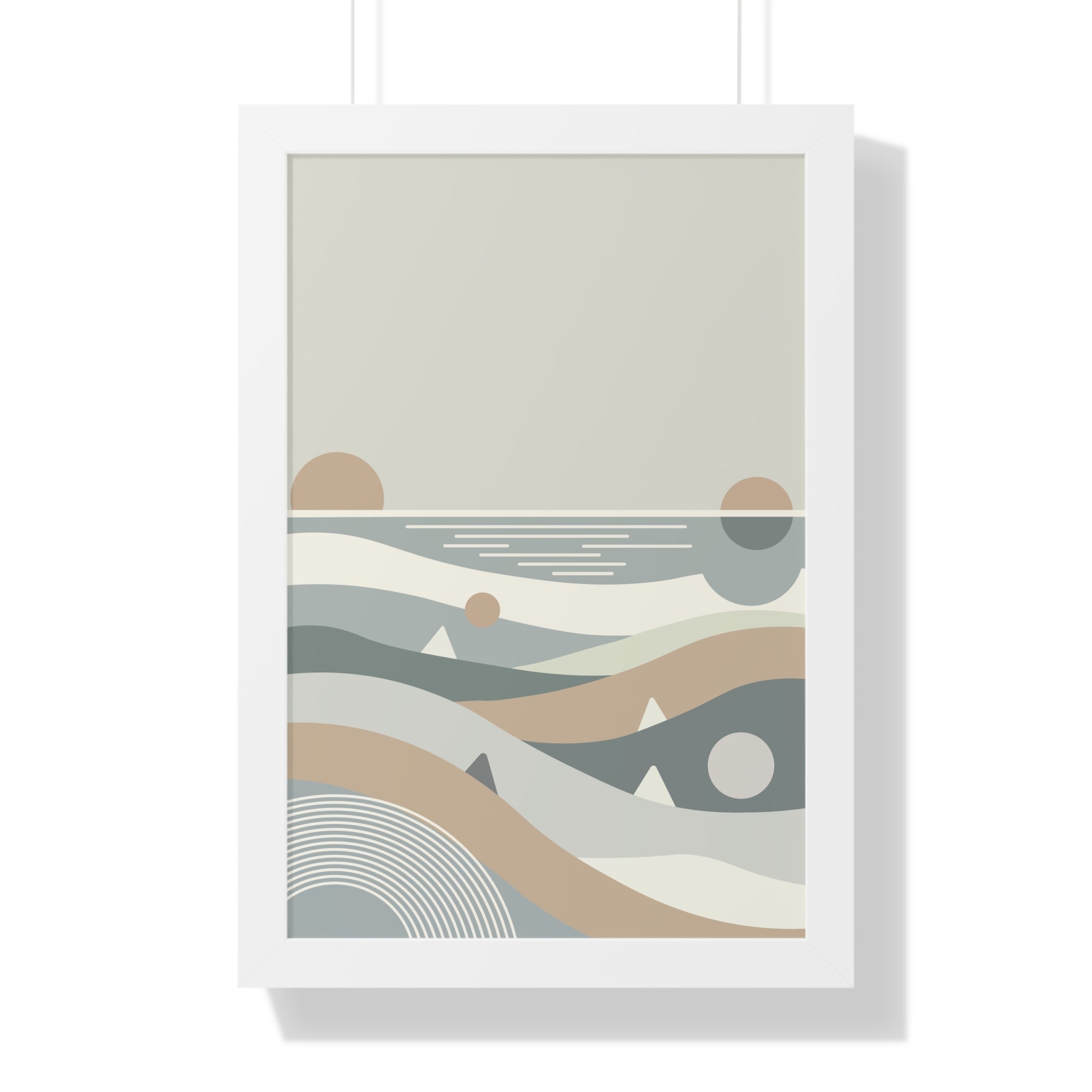 Minimalist Coastal Landscape — Scandinavian Boho Ocean Art