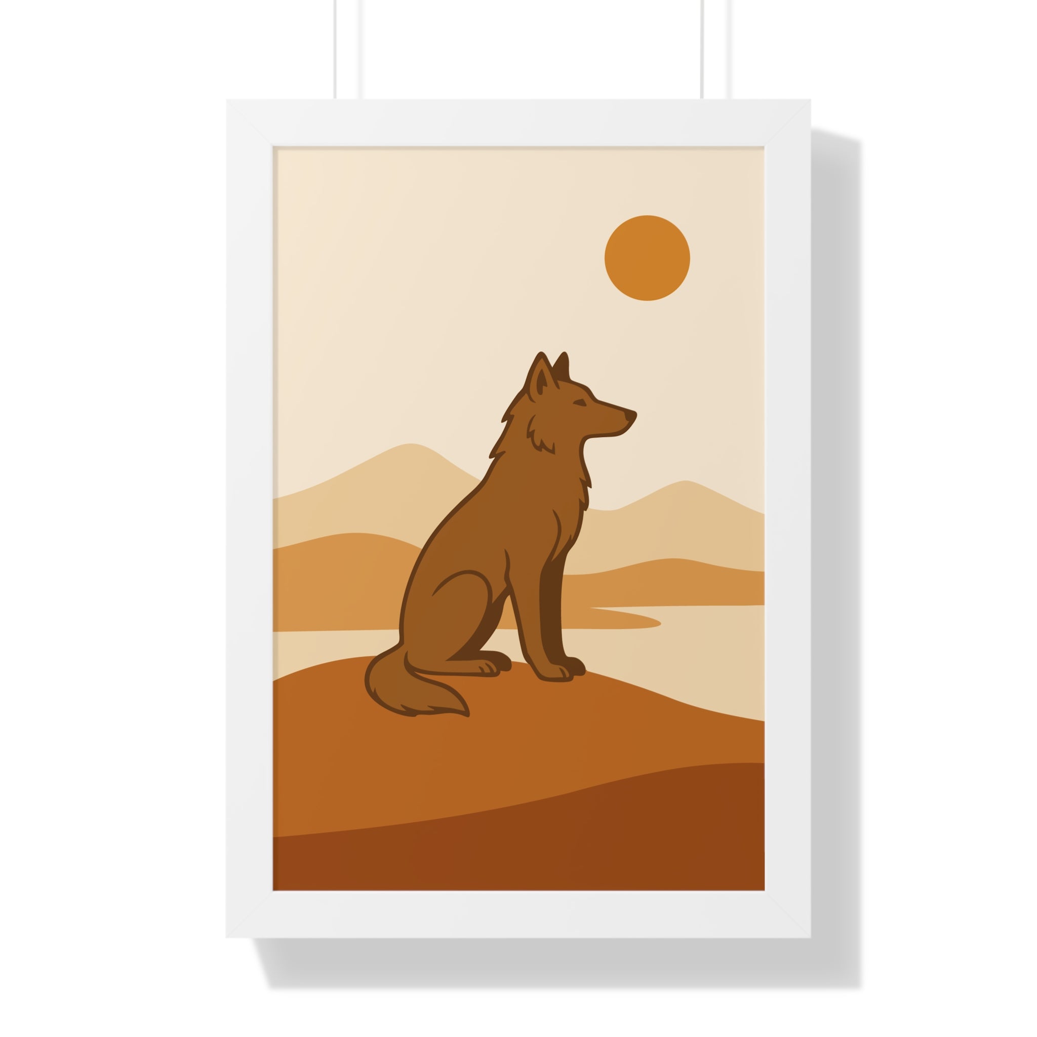 Minimalist Wolf in Desert Tones — Boho Scandinavian Wall Art