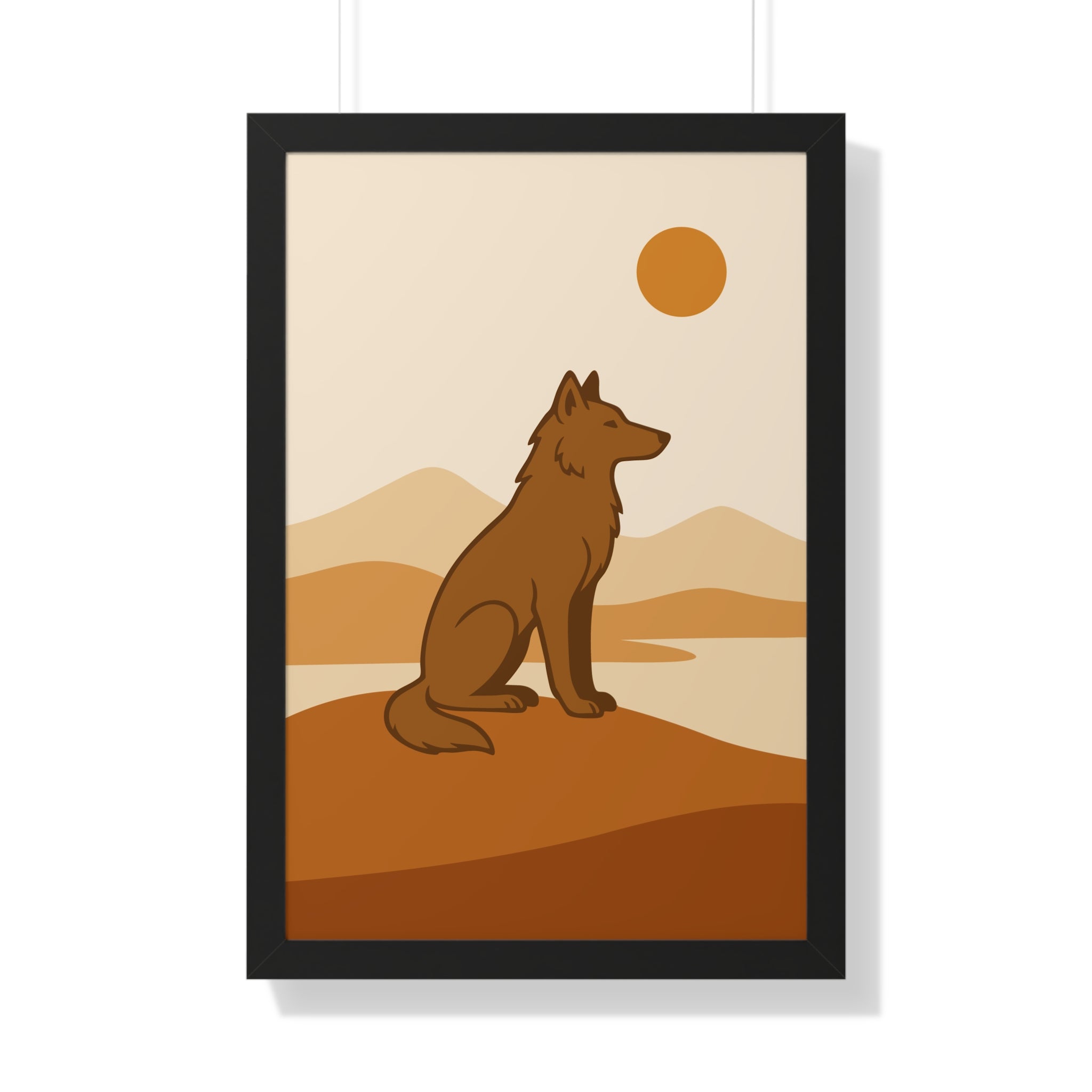 Minimalist Wolf in Desert Tones — Boho Scandinavian Wall Art
