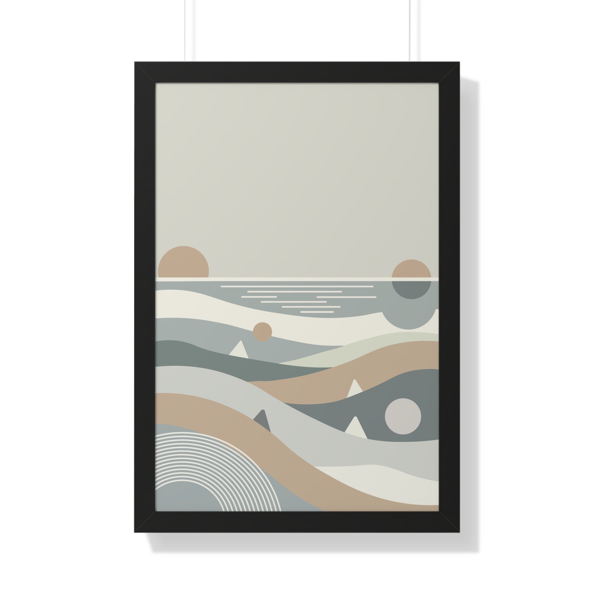 Minimalist Coastal Landscape — Scandinavian Boho Ocean Art