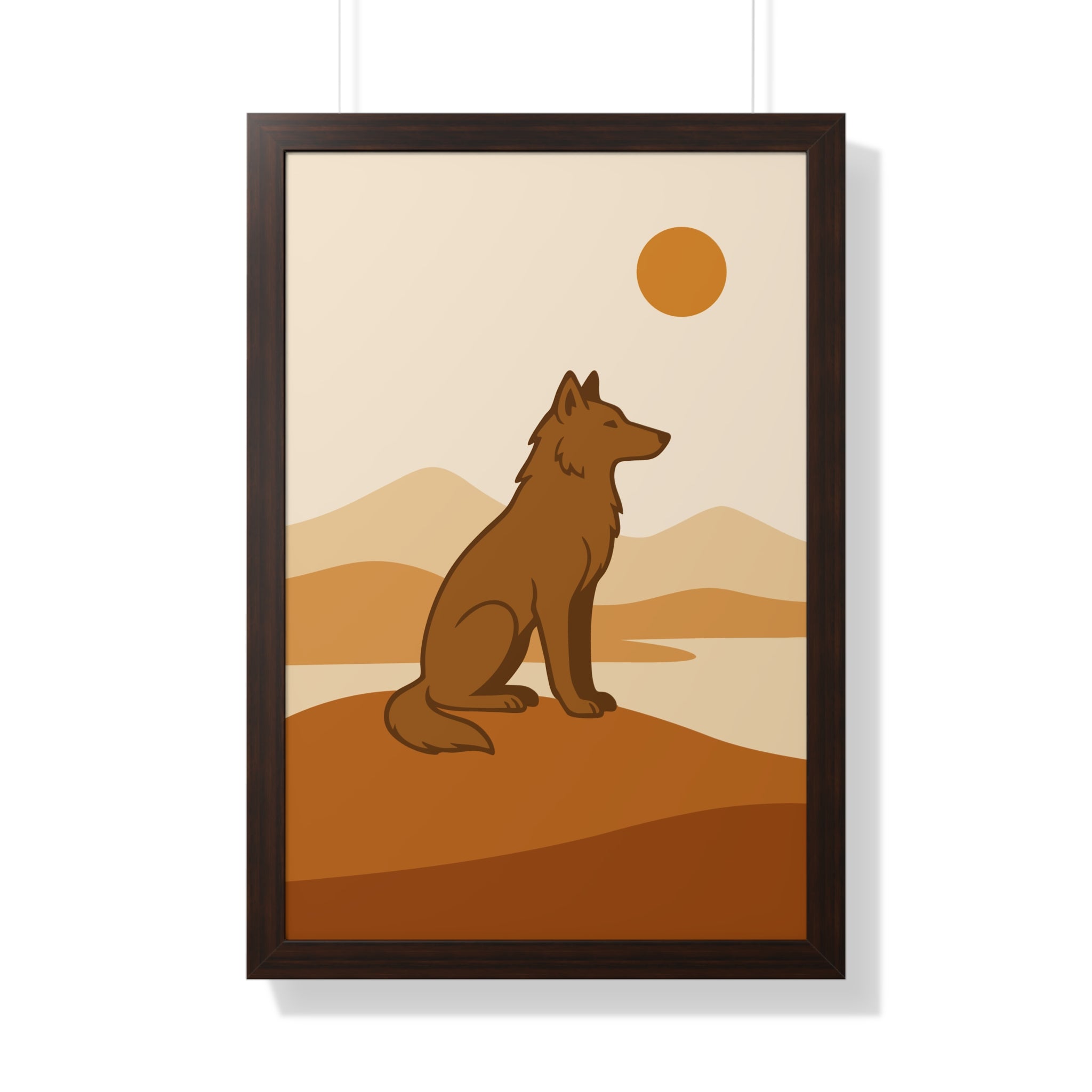 Minimalist Wolf in Desert Tones — Boho Scandinavian Wall Art