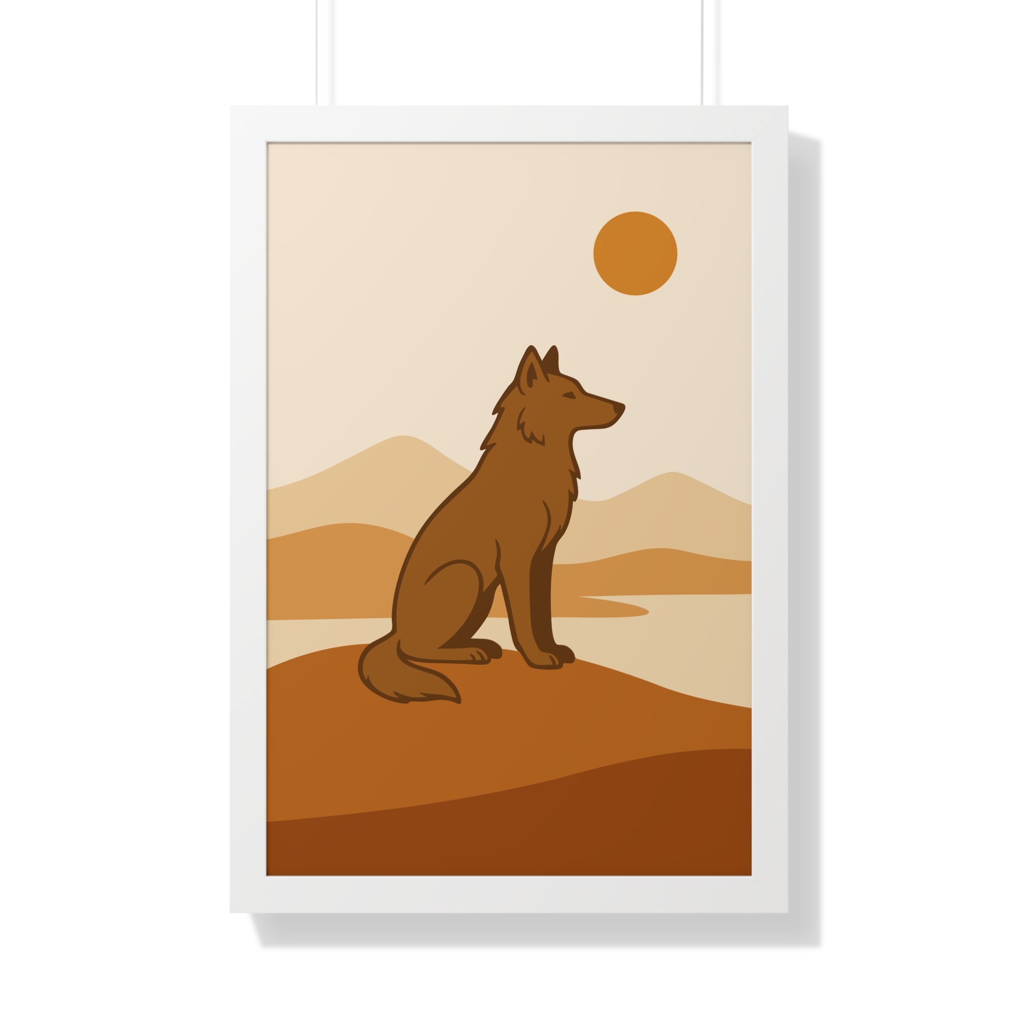 Minimalist Wolf in Desert Tones — Boho Scandinavian Wall Art