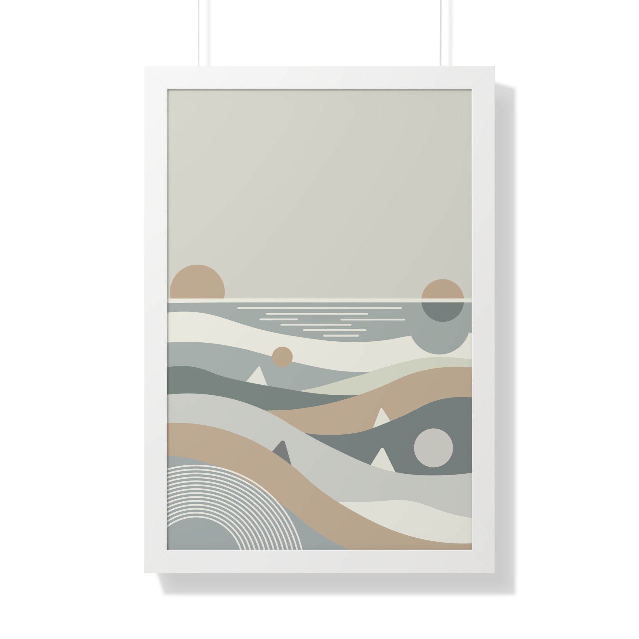 Minimalist Coastal Landscape — Scandinavian Boho Ocean Art