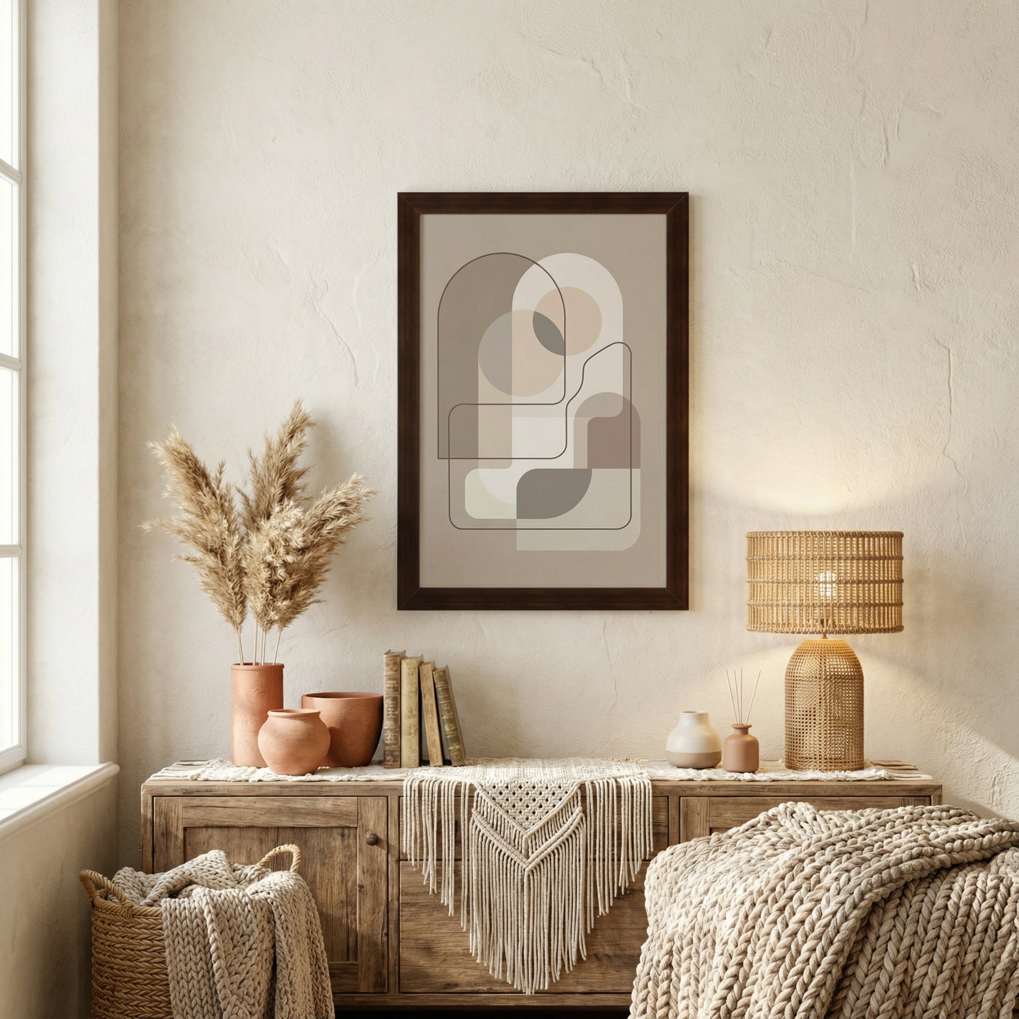 Geometric Harmony — Modern Abstract Line Art in Neutral Tones