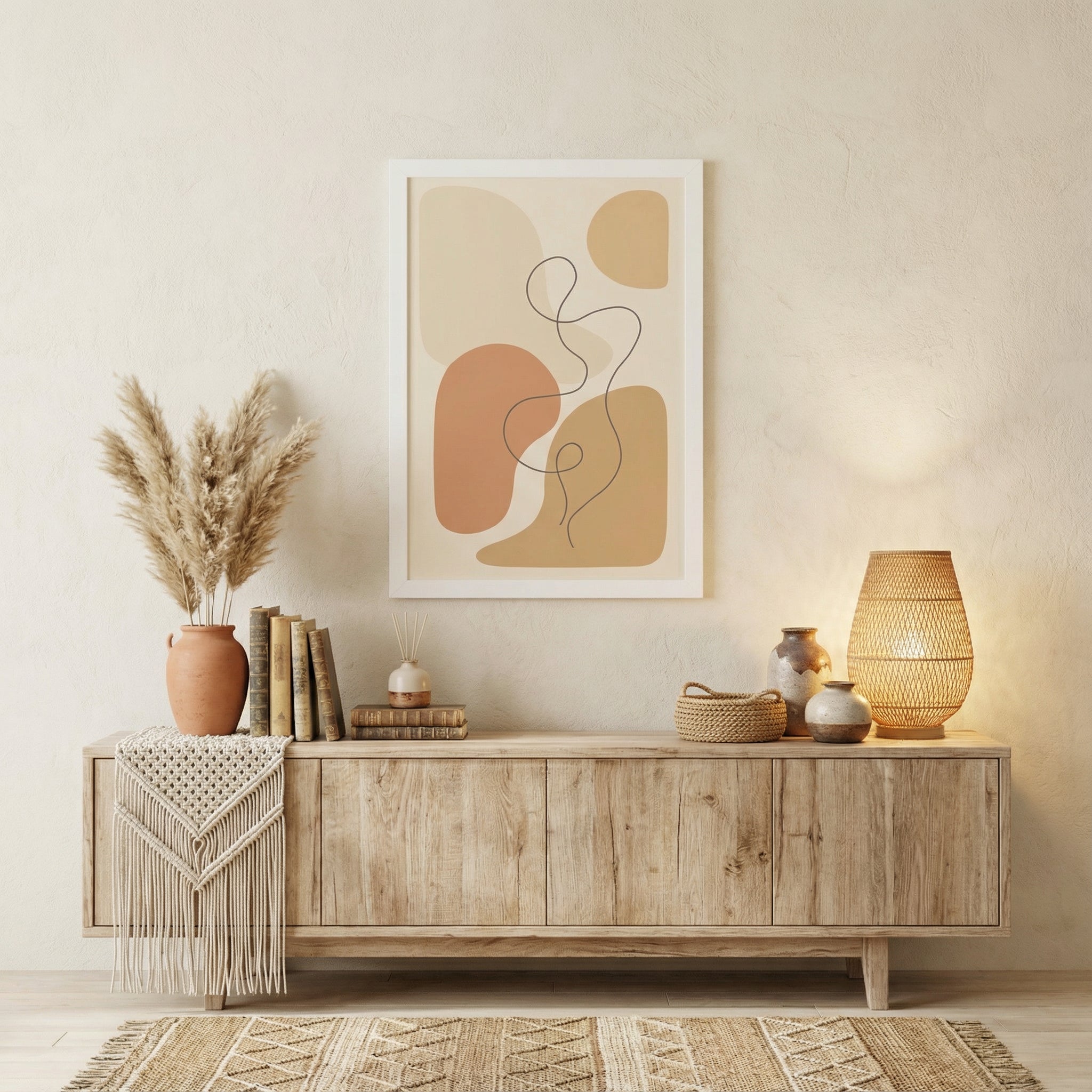 Minimalist Abstract Line Art — Scandinavian Neutral Shapes