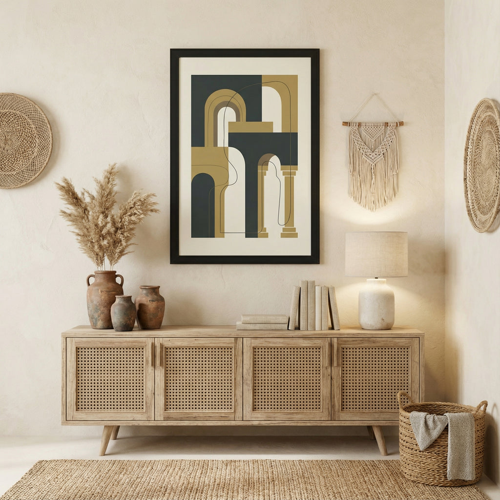 Golden Arches Structure — Modern Architectural Abstract Art