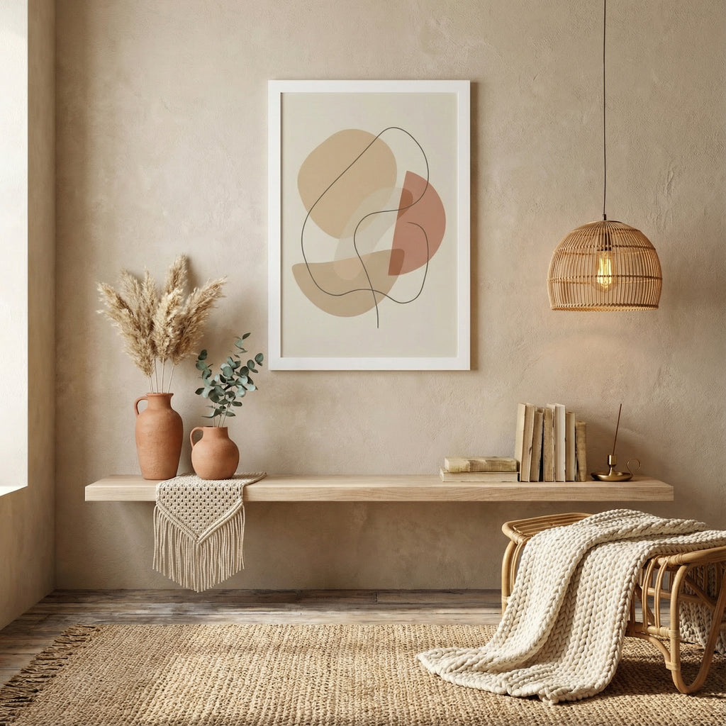 Soft Terracotta Forms — Minimalist Abstract Line Art