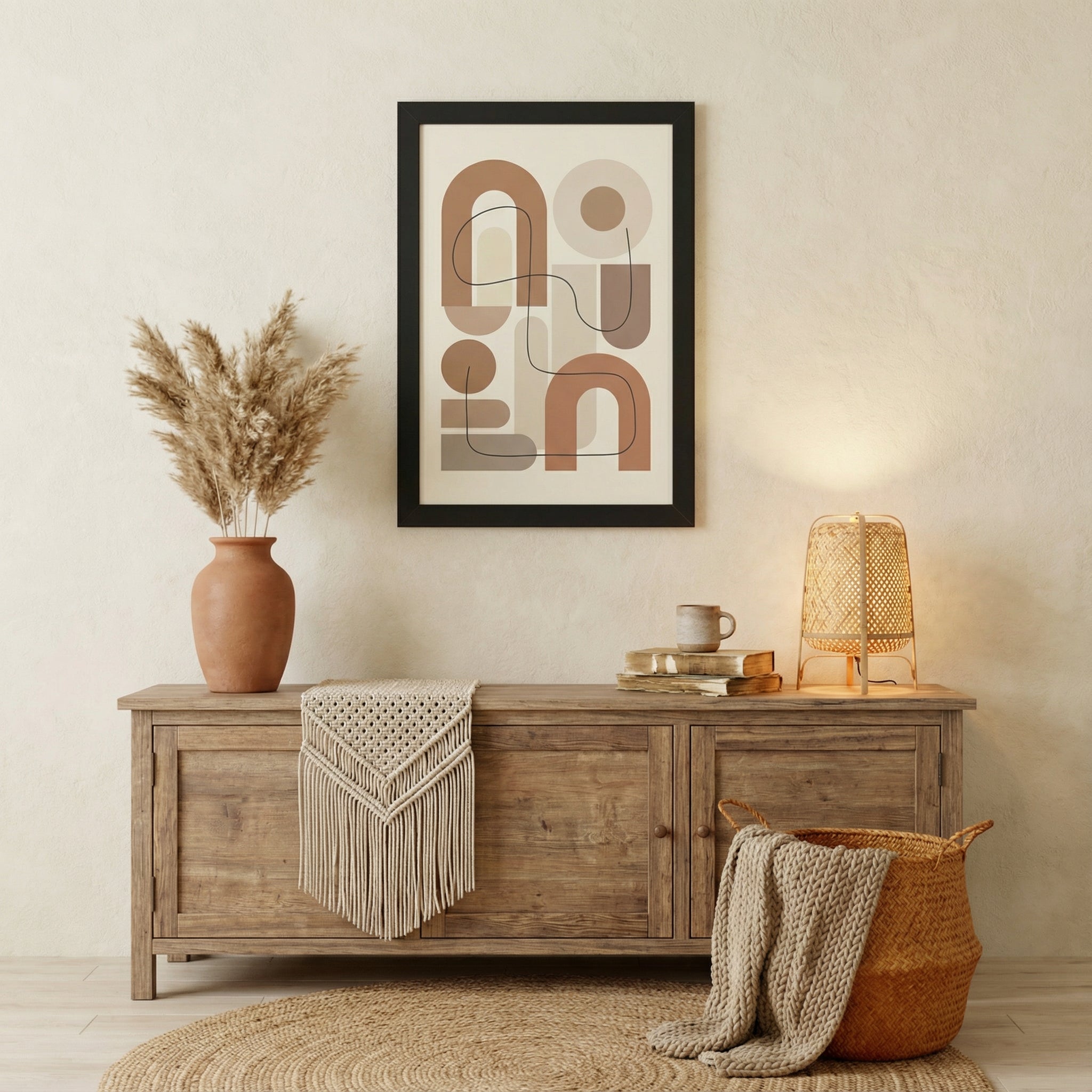 Terracotta Arches Composition — Modern Abstract Line Art