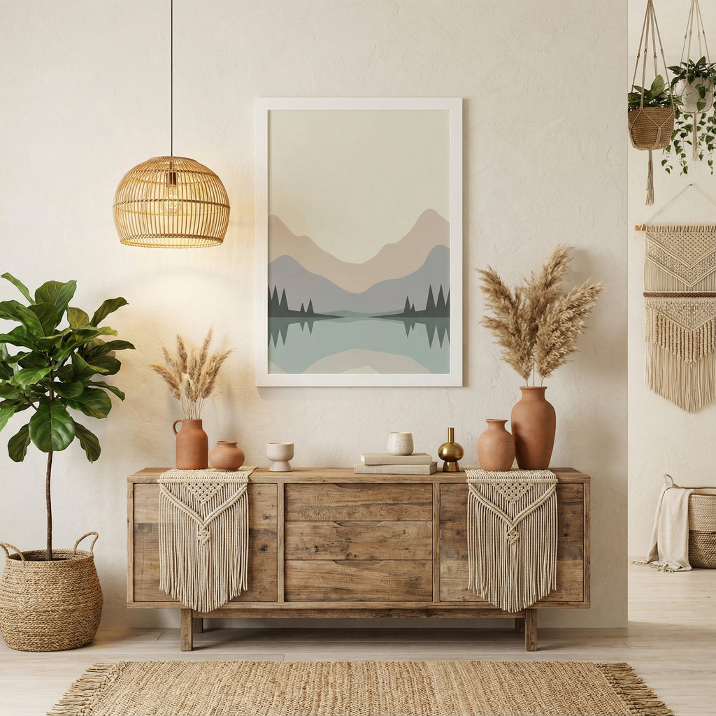 Minimalist Nordic Mountains — Scandinavian Calm Landscape Art